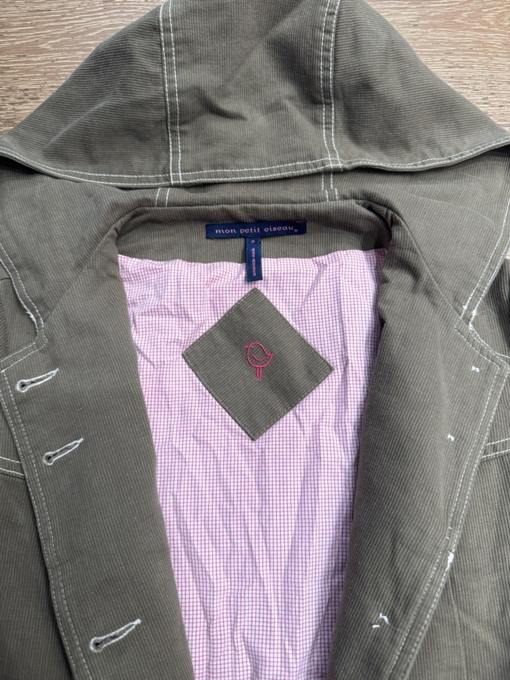 Mon Petit Oiseau Olive Corduroy Hooded Jacket Petite Cottagecore Utility Coat - Picture 5 of 6